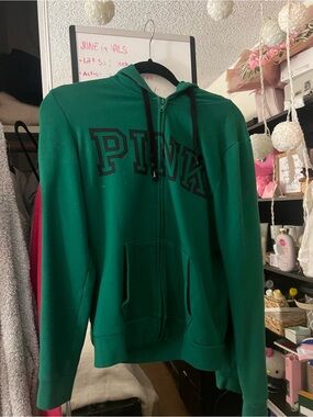 PINK Victoria's Secret Green Zip-Up Women’s Hoodie
